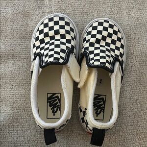 Vans Kids Black and White Checkered Slip-On Sneakers